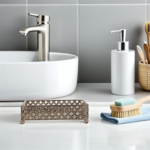 Dispensador de papel rectangular vintage Amosfun de hierro para baño 7
