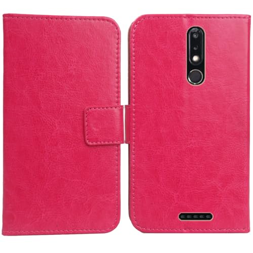Cheshaoping Flip PU Pelle Case Wallet Cover Custodia Caso Guscio Protettiva Skin per Hyundai E603 5.99" (Rosa)