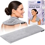 Qomfor – Mikrowellen-Wärmekissen mit Körnern – Grau – Nach Lavendel duftender Mikrowellen-Weizenbeutel/Wärmekissen – Wärmekissen für Nacken, Schultern und Menstruationsbeschwerden