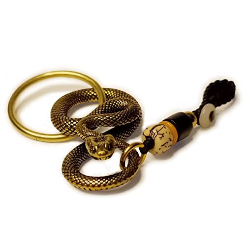 YAOTECH Cool Snake Keychain Charm for Boyfriend/Dad,Brass Python Key Chain