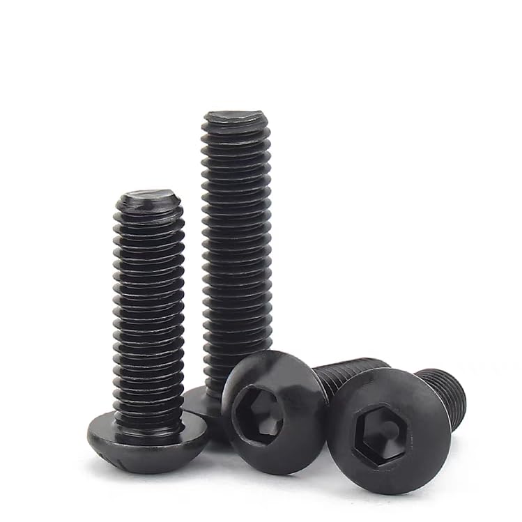 50 tornillos M3 x 40 negros, tornillos de cabeza alomada, tornillos de cabeza redonda con hexágono interior ISO 7380, rosca completa, con cierre hexagonal interior