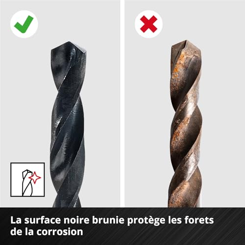 Forets à métaux HSS-R Einhell avec pointe 135 degrés anti-dérapage pour percer sans effort