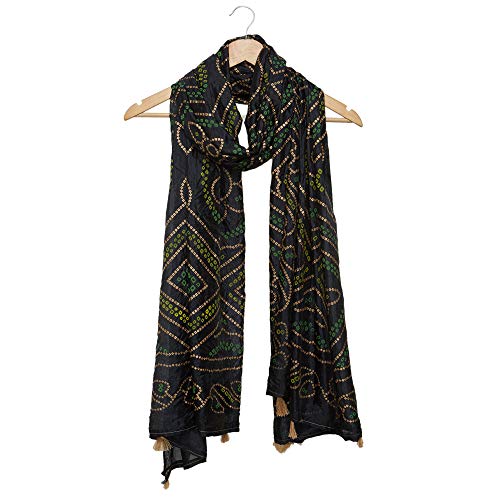 Image of DUPATTA BAZAAR Woman's Printed Bandhini Silk dupatta
