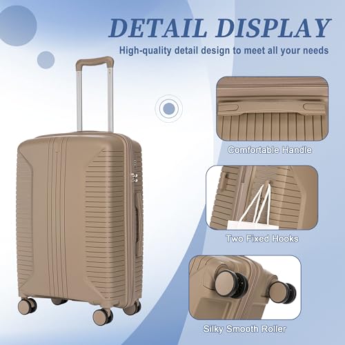 Image of 3 Pcs Hardshell Luggage Sets, Lightweight Wave Suitcases with Spinner Wheel