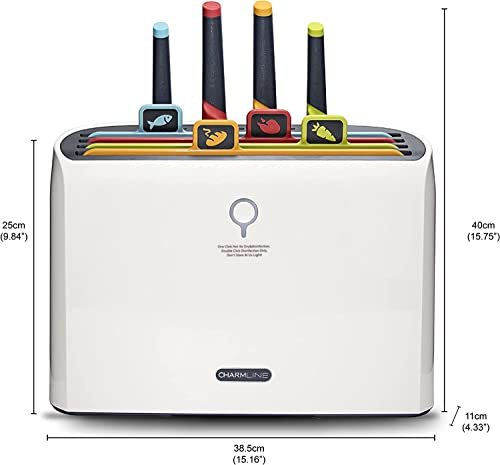 Charmline Smart Cutting Board And Kinfe Set With Holder, 4 Color Coded Chopping Boards, 4 Knives, Drying Holder Organizer For Kitchen, Smart Home Gadgets #TOP4