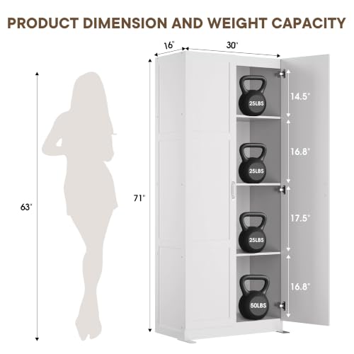 DUMOS Tall Storage Cabinet with Doors and Shelves, Kitchen Pantry Cabinet - Image 4