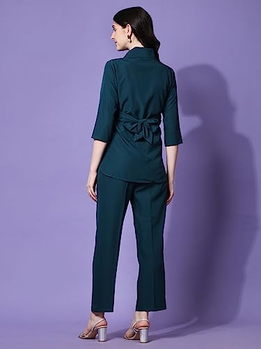 Image of Sheetal Associates Women's Solid Casual Co ords Set 2 Piece Open top & Pant Set