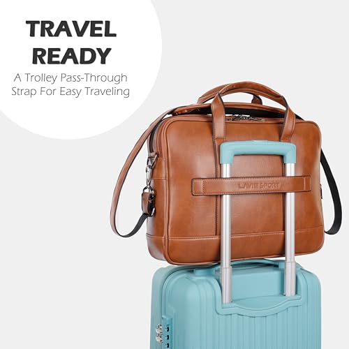 Image of Lavie Sport Magnate Briefcase 12L Multifunctional Laptop Briefcase Bag | Premium Leatherette Business Briefcase for Men & Women | Messenger Shoulder Bag with Detachable Strap