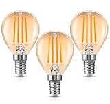 Flaspar E14 Vintage Bulb 4w, Small Edison Screw Filament Bulb Amber Glow 2200K, 4W Replace E14 40W, Home Ceiling Chandelier Energy Saving Light Bulbs, Non-dimmable, Pack of 3 - Image 1