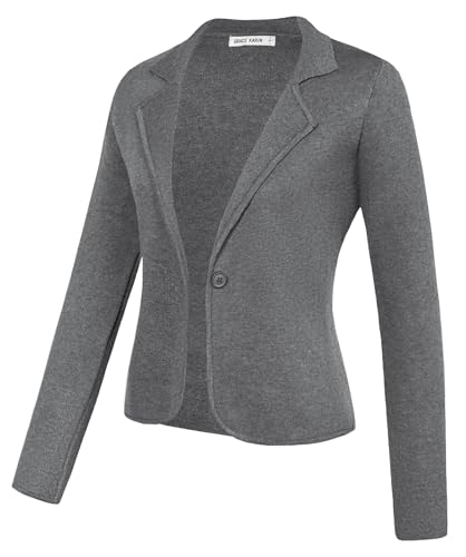 Image of GRACE KARIN Women Sweater Blazer Casual Work Croppped Cardigan Lightweight Button Front Short Knit Blazer Jacket S-XXL