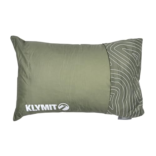 Klymit Drift Camping Pillow, Reversible Cover for Travel and Sleep, Shredded Memory Foam Comfort with Durable Shell (Regular-Green)
