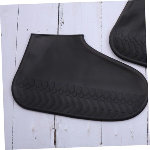 Outanaya 1 par de protector de zapatos para adultos, cobertura completa, diseño con borde elástico para días lluviosos, talle M, color negro miniatura 2
