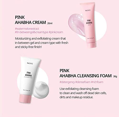 KOSBEAUTY Nacific Pink AHA BHA Kit ( Cleansing Foam, Toner, Serum, Cream ) Travel Size Skin Care Set by KOSBEAUTY