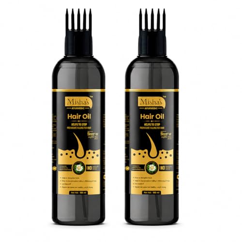 Image of Misha Ayurvedic Hair Oil for Hair Growth & Hair Fall Control with Bhringraj, Amla and Shikakai | Natural Herbal Hair Oil | For Men & Women | 100ml (Pack of 2)