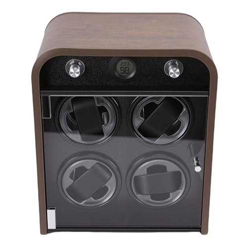 Generic Automatic Watch Winder 5 Modes Quiet Watch Shaker Storage Box with LED Light Temperature Humidity Sensor for 4 Mechanical Watches