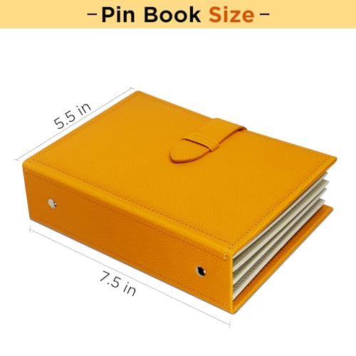 Enamel Pin Album, Pin Trading Book, PU Leather Brooch Holder, Fit Rubber Back, Yellow3