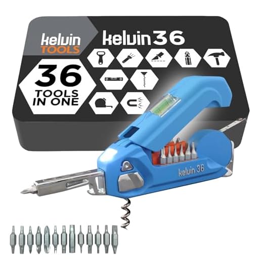 KELVIN 36-in-1 Schraubendreher Set mit 26 Präzisionsbits, Maßband, Korkenzieher, Hammer und weiteren Gadgets für Männer - Vielseitiges Multi-Tool Feinmechaniker Werkzeug Set für Heimwerker