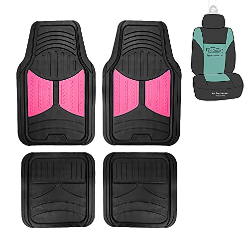 FH Group Car Floor Mats - Climaproof™ Rubber Universal Fit Floor Mats, Full Set Trimmable Monster Eye Pink Floor Mats for Sedan, SUV, Truck Floor Mats Heavy-Duty Combo Small Car Seat Cover Design