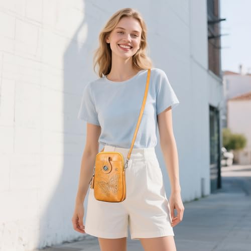 Image of KITEVIUN Small Crossbody Bags for Women, Lightweight Mini Cute Cell Phone Purse for Women with Tassel Shining Butterfly