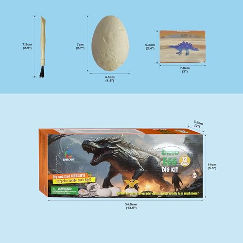 LIHBCAIYI Dino Eggs Dig Kit 12Pcs Dinosaur Excavation Bricks Toys Archaeology Science STEM Experiments Toy Egg Hunt Party Gift for Kids 6-12 Years Old and Up Boys Girls - Image 6