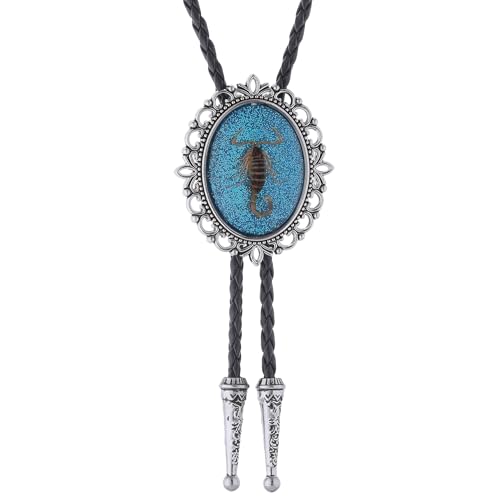 Image of Jeilwiy Bolo Tie for Men Real Stone Westwern Cowboy Ties Silver Bolos Women Leather Necktie Gift for Birthday Christmas