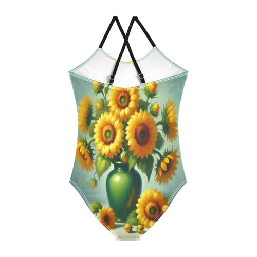 Sunflower Light Blue Swimsuit for Girls Bathing Suit Swimwear Swimsuits Summer Beach One Piece2