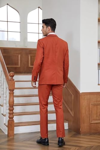 Kromoc Men's 2-Piece Notch Lapel One Button Suit Casual Wedding Prom Jacket Pants2