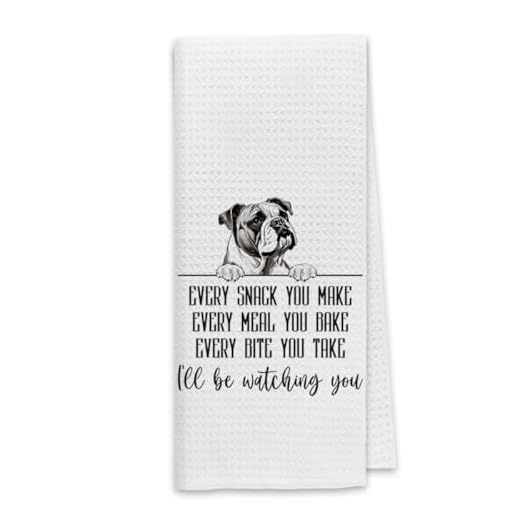 Dibor Bulldog Dog Kitchen Towels, Bulldog Gifts Dish Towels Dishcloth, Funny Dog Every Meal You Make Cloth Hand Towels Tea Towels for Bathroom Kitchen, Gifts for Dog Lovers, 16x24 Inches