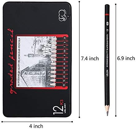 Sketching Pencils,12pcs Drawing Pencils Professional Set 8B 7B 6B 5B 4B 3B 2B B HB F H 2H Art Pencils for Adults Artists Beginners Students Beginners Designers and Kids
