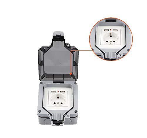 Presa Esterna Con Porte USB, Presa Da Giardino, Impermeabile, IP66
