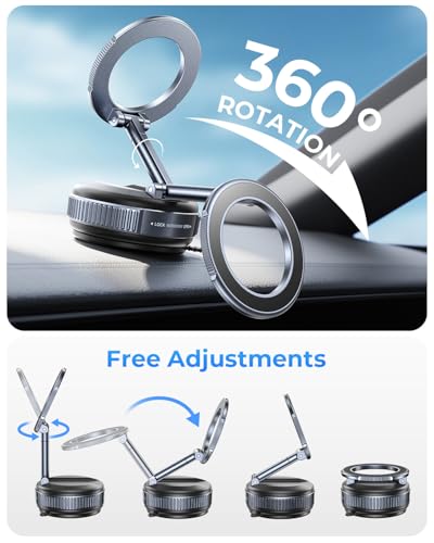 Image of DIMONCOAT【Upgraded Vacuum Magnetic Phone Holders for Your Car for Magsafe | 【119+LBS Strongest Suction】360 Adjustable Car Phone Holder Mount for iPhone 17 Pro Max Samsung Galaxy S26