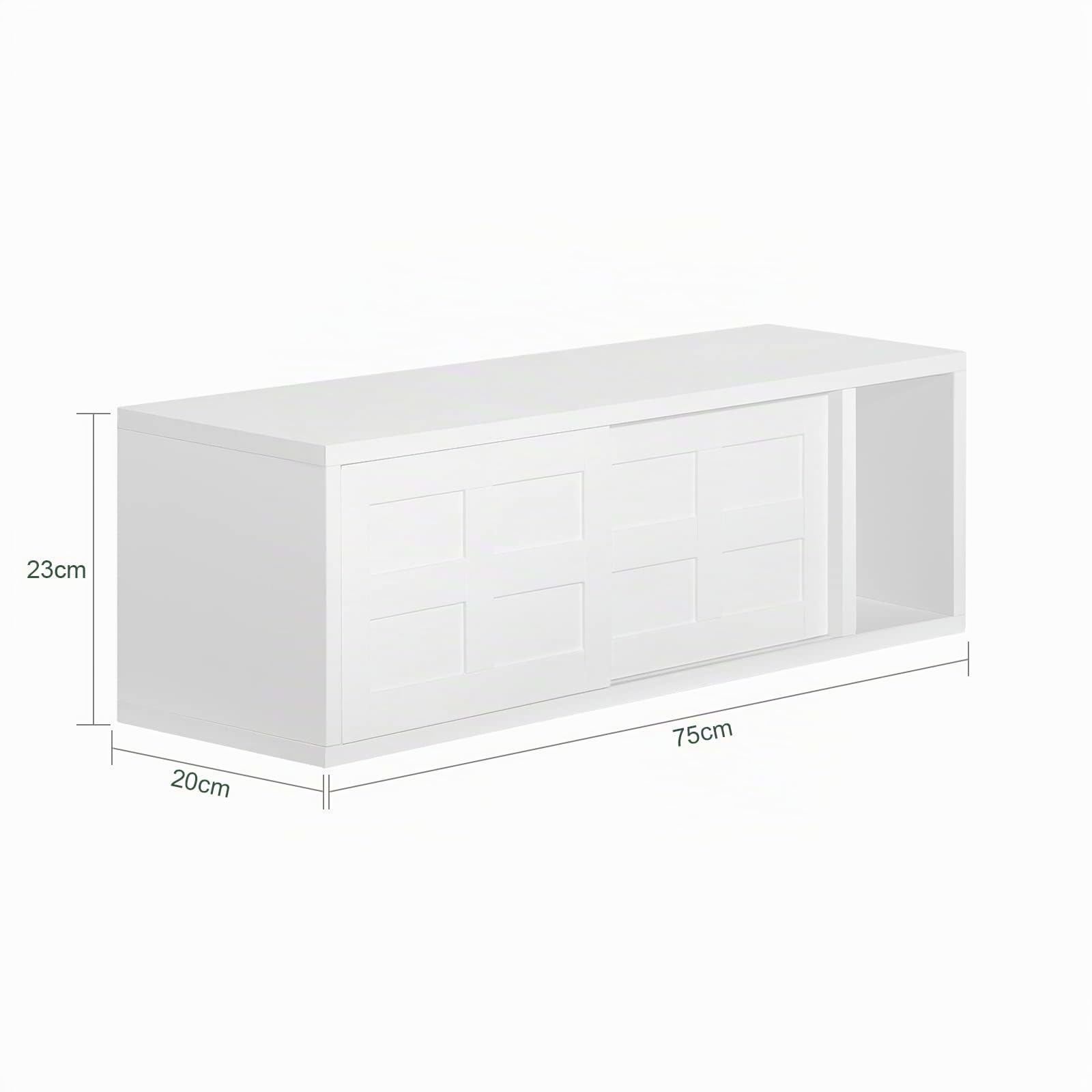 SoBuy Wandgarderobe mit Schiebetüren und Fach Flurgarderobe Wandregal Hängeregal Garderobe weiß 75x23x20cm FHK18-W