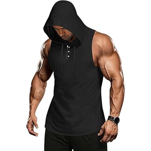 AIYINO Men’s Sleeveless Workout Hoodies Athletic Training Tank Tops Sports T Shirt Fitness Muscle Vest for Gym