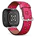 CJBROES Replacement Leather Watch Band, Compatible with Fitbit Versa 3 and Fitbit Sense of Wristband Bracelet Accessory - red Leather Upholstery Luxury