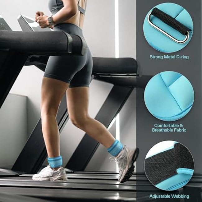Sportneer Adjustable Ankle Weights for Women and Men£º1 Pair 1 2 3 4 6 7 8 10 lbs Upgraded Easily Adjustable Leg Weight, Weighted Wrist Weight Strap for Gym, Fitness, Workout, Walking, Dancing (Black, 2 lbs x 2)