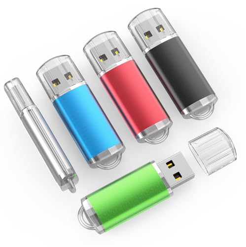 TOPESEL USB Flash Drive 5 Pack 64GB USB 2.0 Flash Drive Memory Stick USB Drive Jump Drive USB Storage Flash Drives Pen Drive Thumb Drives (5 Mixed Colors: Black Blue Green Red Silver)