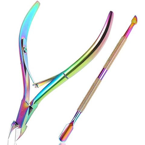 ZTMY Cuticle Clippers with Cuticle Pusher Set -Stainless Steel Cuticle Cutter Nail Clipper Trimmer Scissors for Fingernails and Toenails Cover