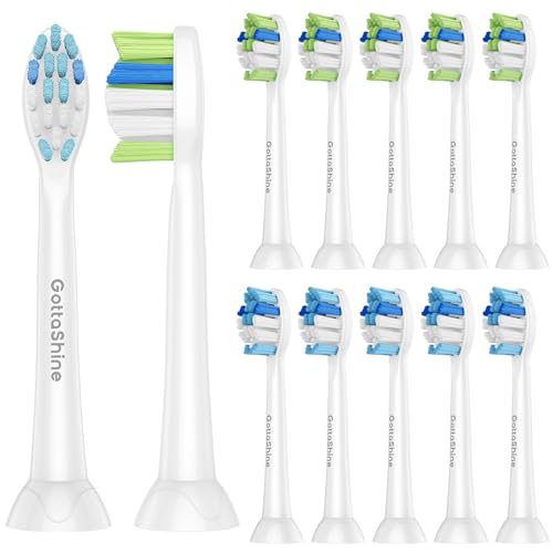 GottaShine Replacement Toothbrush Heads for Philips Sonicare Plaque Control Toothbrush Heads Compatible with Click-on Electric Toothbrush Handles 12 Pack White