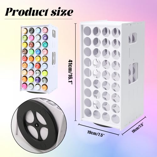Image of Craft Paint Storage Rack, 72 Holes Craft Paint Organizer 360 Spinning Organizer Tower Holder Stand for Apple Barrel, Folkart Desk Organizer