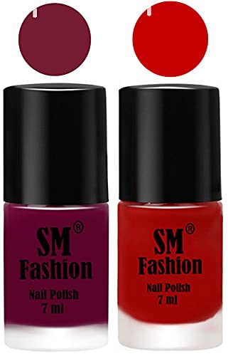 Image of Long Lasting Nail Polish | Nail Paint Combo 7 ml Each) - Set of 2 Mulberry-Orange
