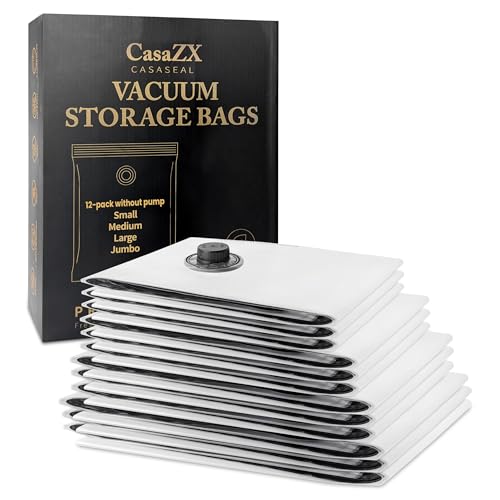 CasaZX Vacuum Storage Bags 12 Pack Without Hand Pump...