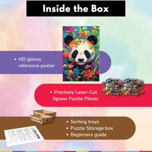 PLAYHILLS Spirit Animal The Bambootiful Panda 500 Piece Wooden Puzzle for Adults & Teens (Age 13+) | Mindful, Relaxing, Screen-Free Play | Eco-Friendly Puzzle with Gift Box – Family & Nature Lovers