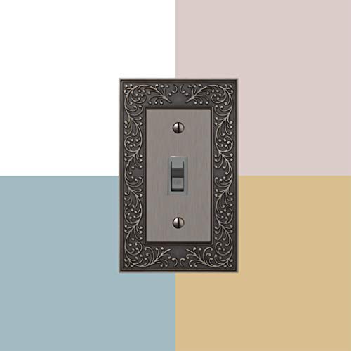 Image of Amerelle 43TTRAN English Garden Wallplate, 2 Toggle / 1 Rocker, Cast Metal, Antique Nickel, 1-Pack