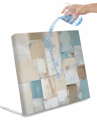 2 Pack Blue Beige Waterproof Cushion Covers with Ties, Outdoor Patio Chaise Lounge Chair Seat Cushion Slip Covers Replacement(Only Cover) Modern Abstract Color Blocks 22