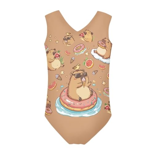Image of Cartoon Pattern Kids Girls Bathing Suits One Piece Swimsuit Soft & Quick Dry, 5-14Years