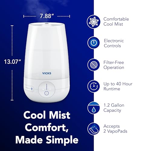 image for Vicks FilterFree Plus Cool Mist Plus Humidifier (VUL565), Medium Room 