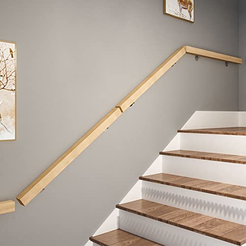 Main courante escalier en bois de 243cm avec support mural de sécurité pour loft - 7