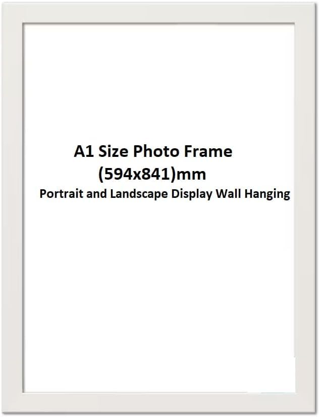 DECORO White Colour A1 Size Photo Frame - A1(59.4x84.1) cm Poster Frame Wall Mount with both Landscape and Portrait Display