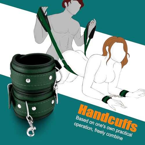 Image of BDSM Adult Sex Bondage Restraints Set,Couples Sex Toys Bed Restraints Set with Thigh and Ankle, Adjustable Leg Straps&Handcuffs for Adult Couples Game Play, Sex Toy for Man Women Beginner Leg Straps