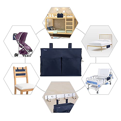 Image of Surblue Bedside Caddy Storage Hanging Organizer for Bunk and Hospital Dorm Rooms Beds Rails Blue